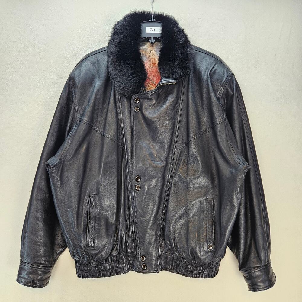 EDWARD MEN'S LARGE VINTAGE 90S GENUINE LEATHER JACKET GREAT CONDITION